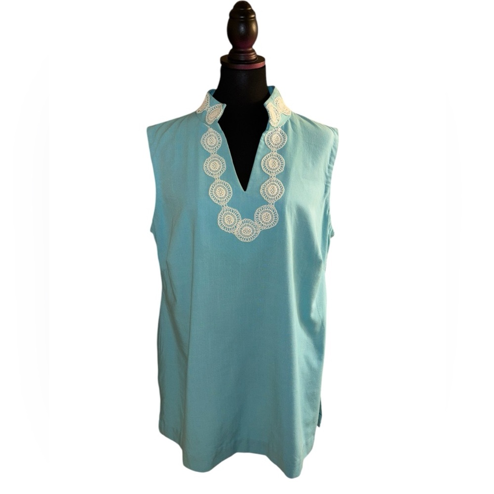 Elegant Blue Sleeveless Tunic Top